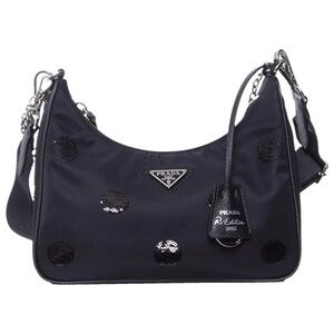 Prada Black Shoulder Bag with Sleek Glossy Finish